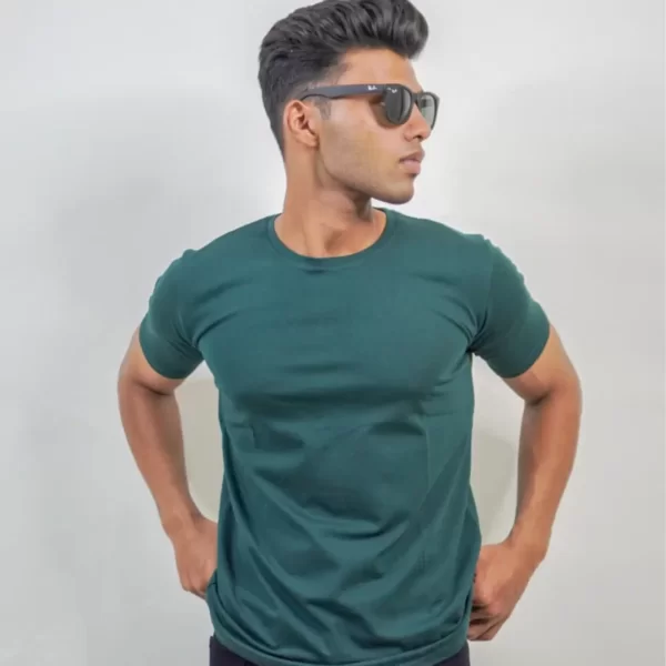 Basic Peacock Green Half Sleeves T-Shirt