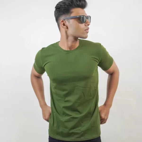 Basic Bottle-Green Half Sleeves T-Shirt