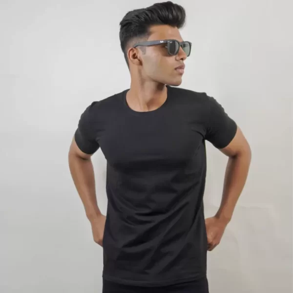 Basic Black Half Sleeves T-Shirt