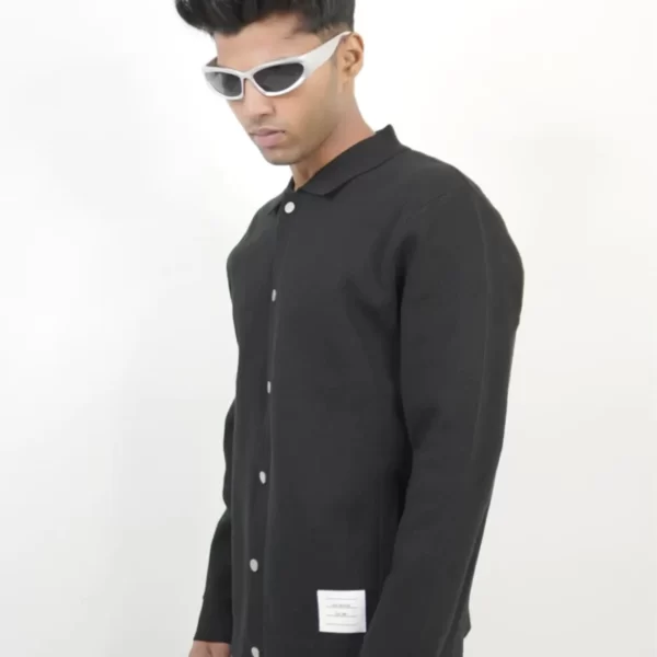 Basic Casual Black Shirt-Jacket